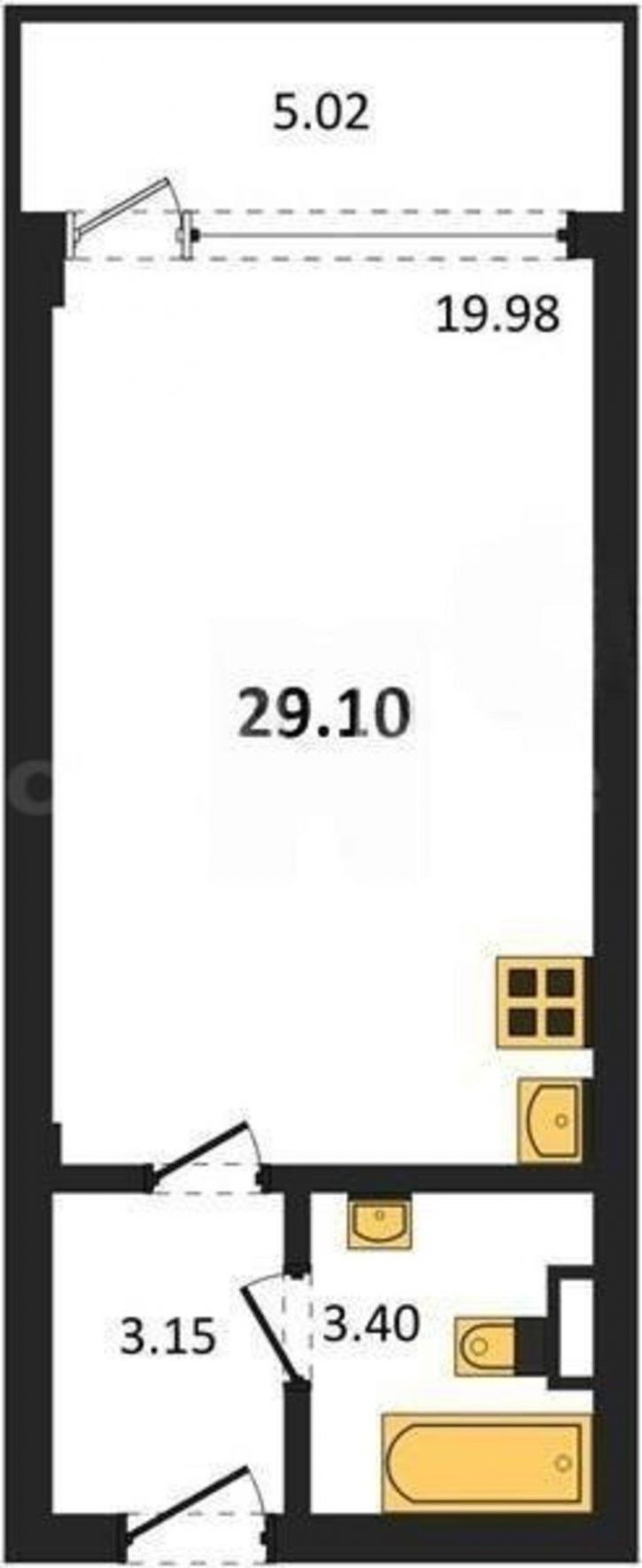 1-комн квартира в новом доме Парковая улица, д.15