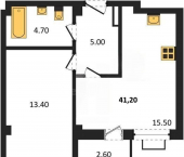 1-комн, 41.2 кв м, этаж 2/8 Маячная улица, д.1Г