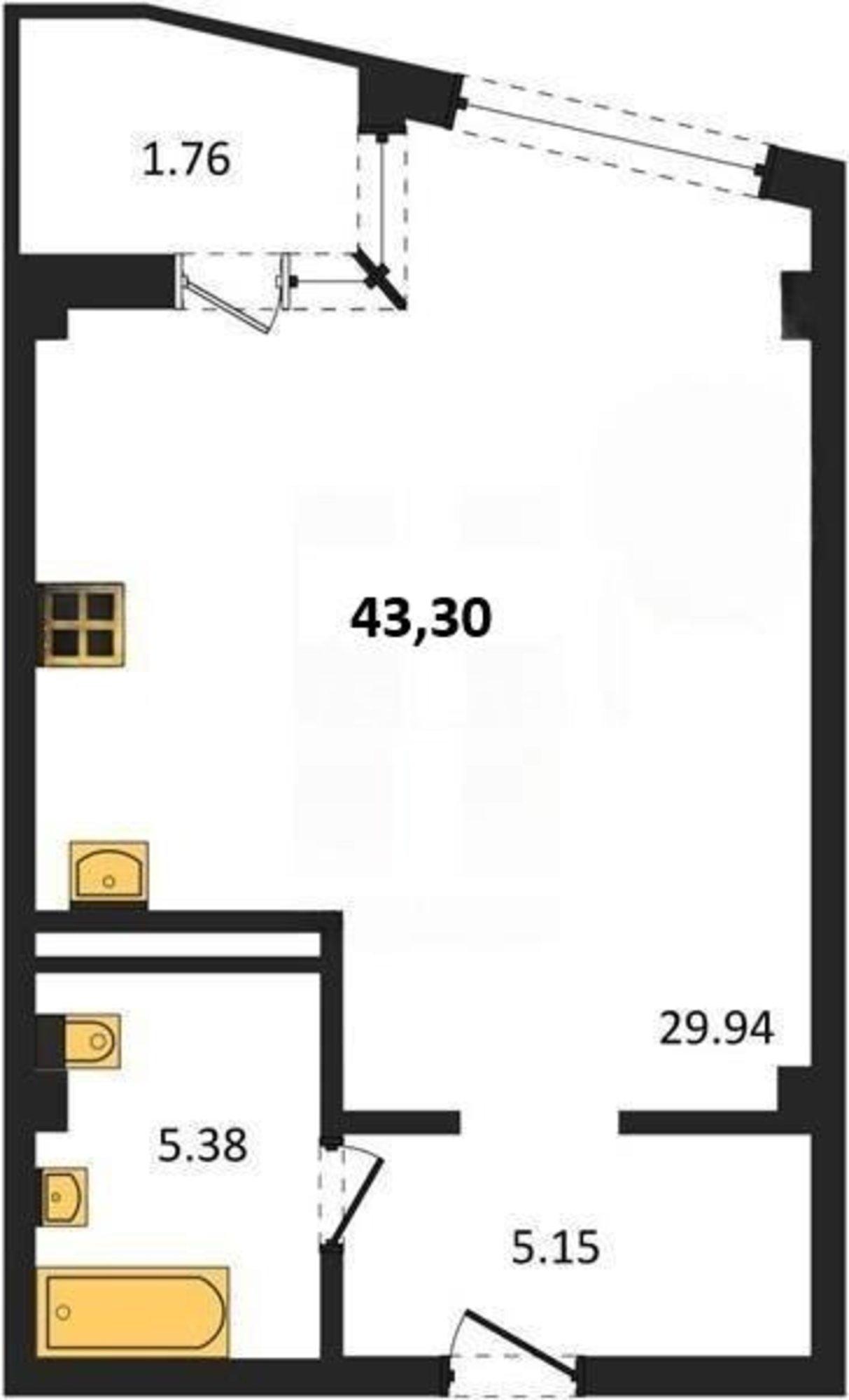 Купить студию за 12 690 000 рублей на Летчиков улица, д.10