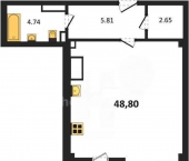 -комн, 48.8 кв м, этаж 3/5 Летчиков улица, д.10