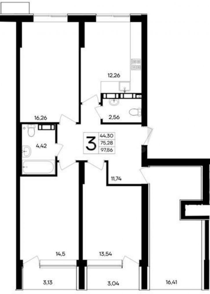 3-комн квартира в новом доме Мате Залки улица, д.86