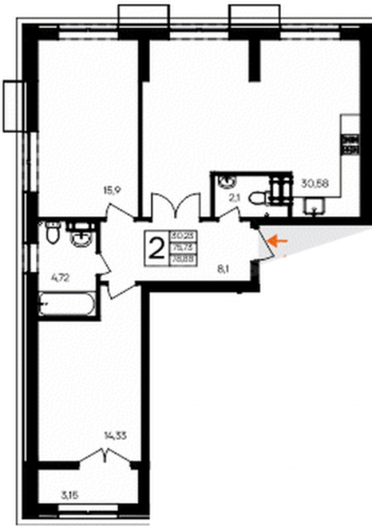 2-комн квартира в новом доме Мате Залки улица, д.86