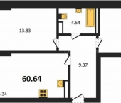 2-комн, 61 кв м, этаж 1/9 ул Котляревского, 9