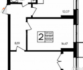2-комн, 57 кв м, этаж 5/9 ул Котляревского, 9
