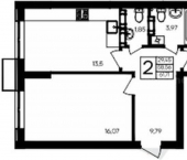 2-комн, 62 кв м, этаж 4/9 ул Котляревского, 9