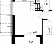 1-комн, 43 кв м, этаж 5/9 ул Коцюбинского, 16
