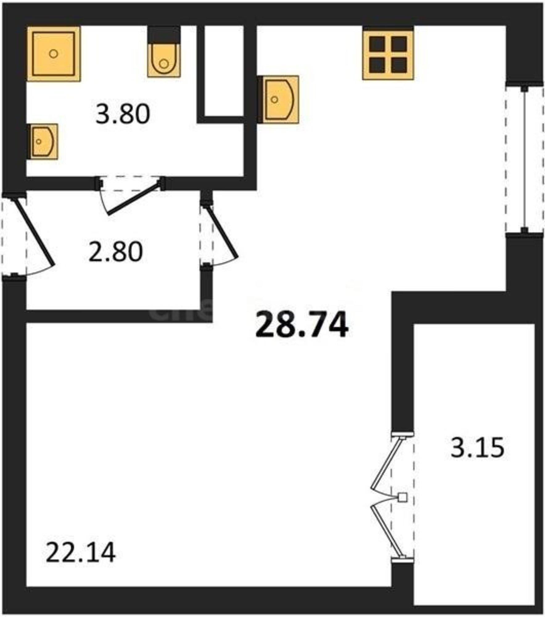 Купить студию за 7 015 800 рублей на Мате Залки улица, д.86