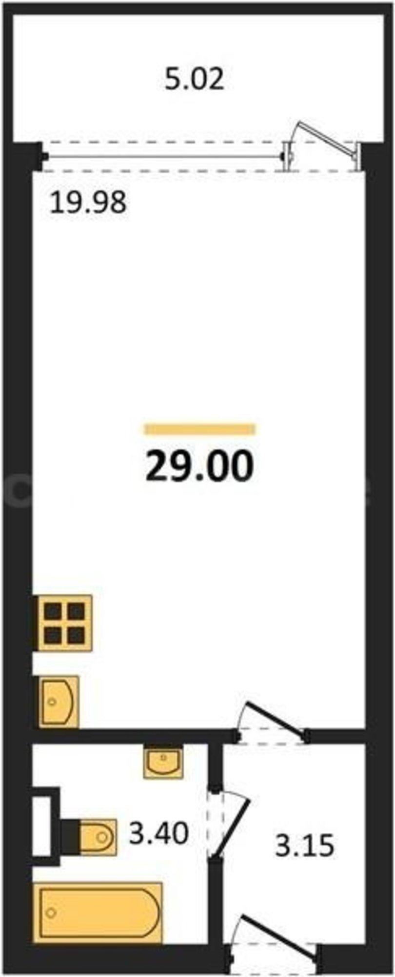 Купить студию за 12 839 800 рублей на Парковая улица, д.15