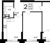2-комн, 57 кв м, этаж 3/9 Севастополь, Балаклавский муниципальный округ, ЖК Семисчастье