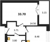 1-комн, 33.7 кв м, этаж 1/9 Мате Залки улица, д.86