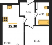 1-комн, 35.3 кв м, этаж 5/8 Маячная улица, д.1Г