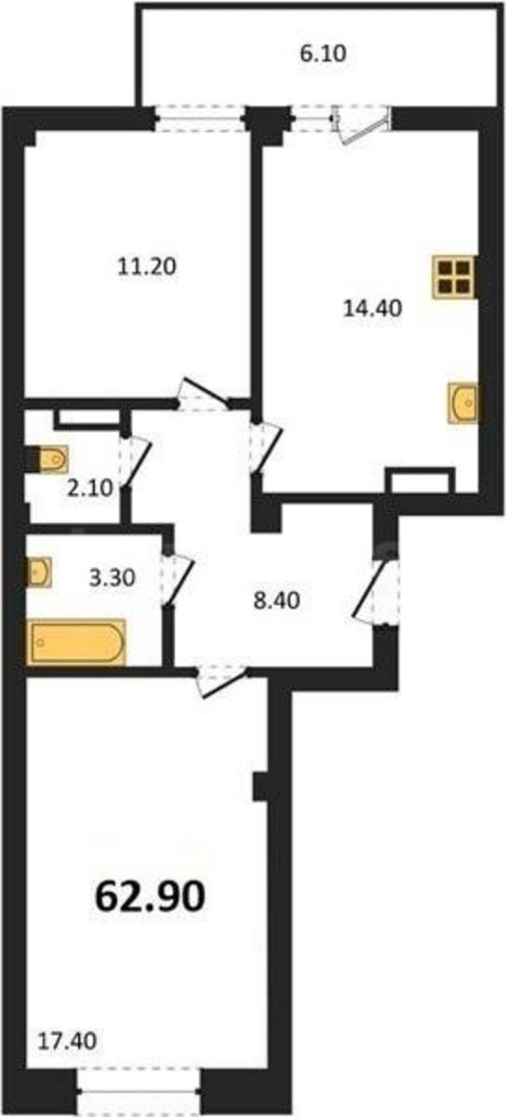2-комн квартира в новом доме Токарева улица, д.18Д/4