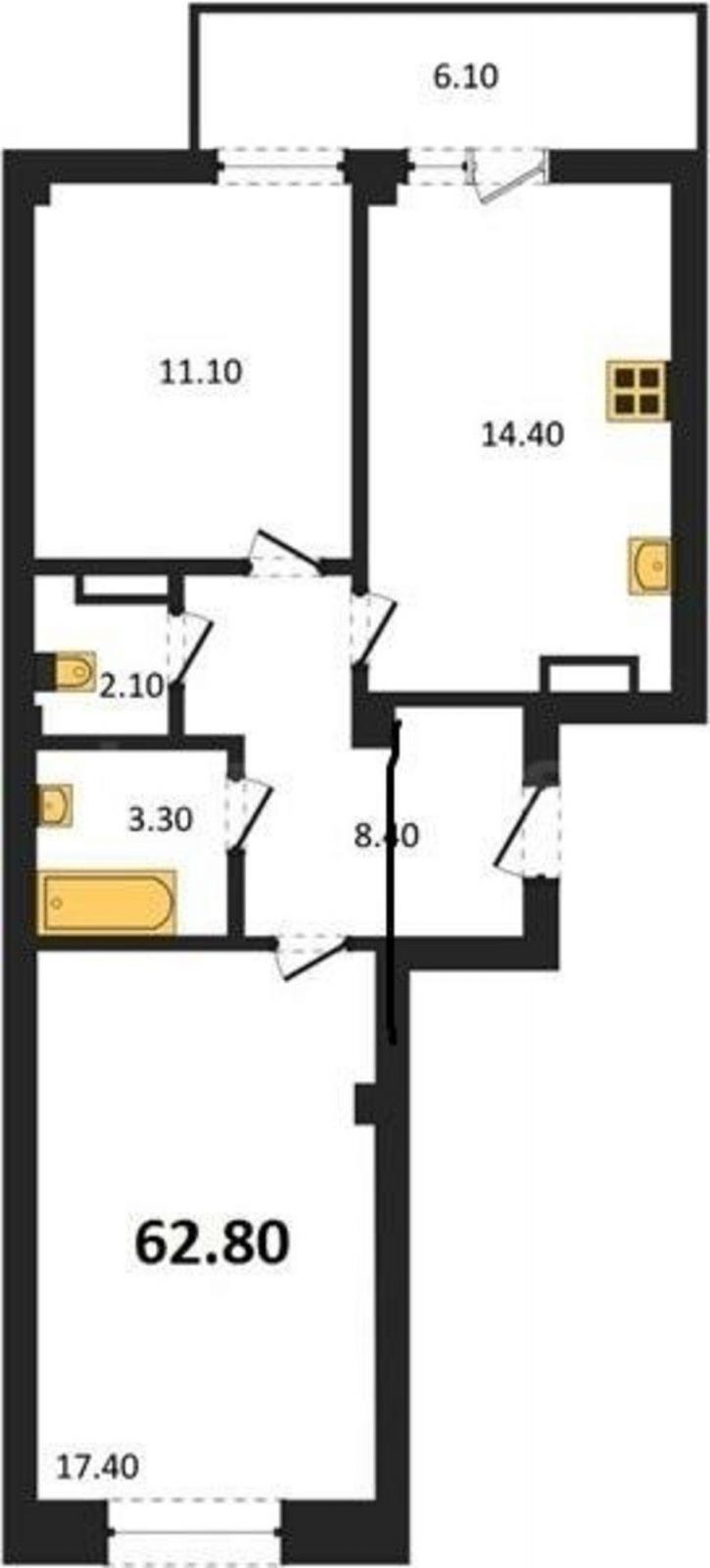 2-комн квартира в новом доме Токарева улица, д.18Д/4