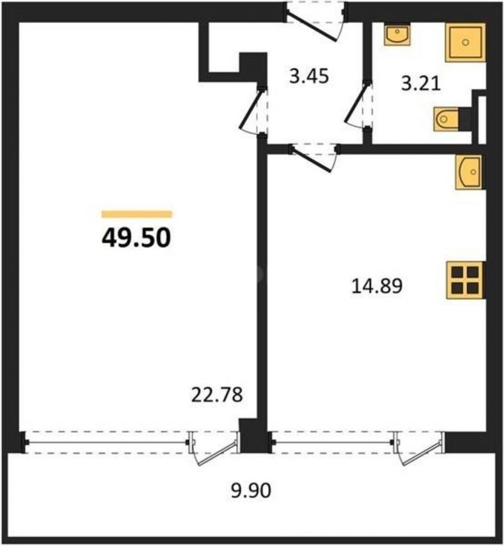 1-комн квартира в новом доме Парковая улица, д.15