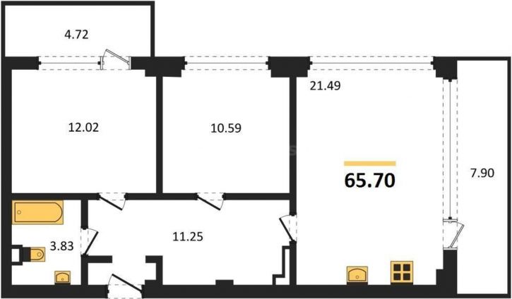 2-комн квартира в новом доме Парковая улица, д.15