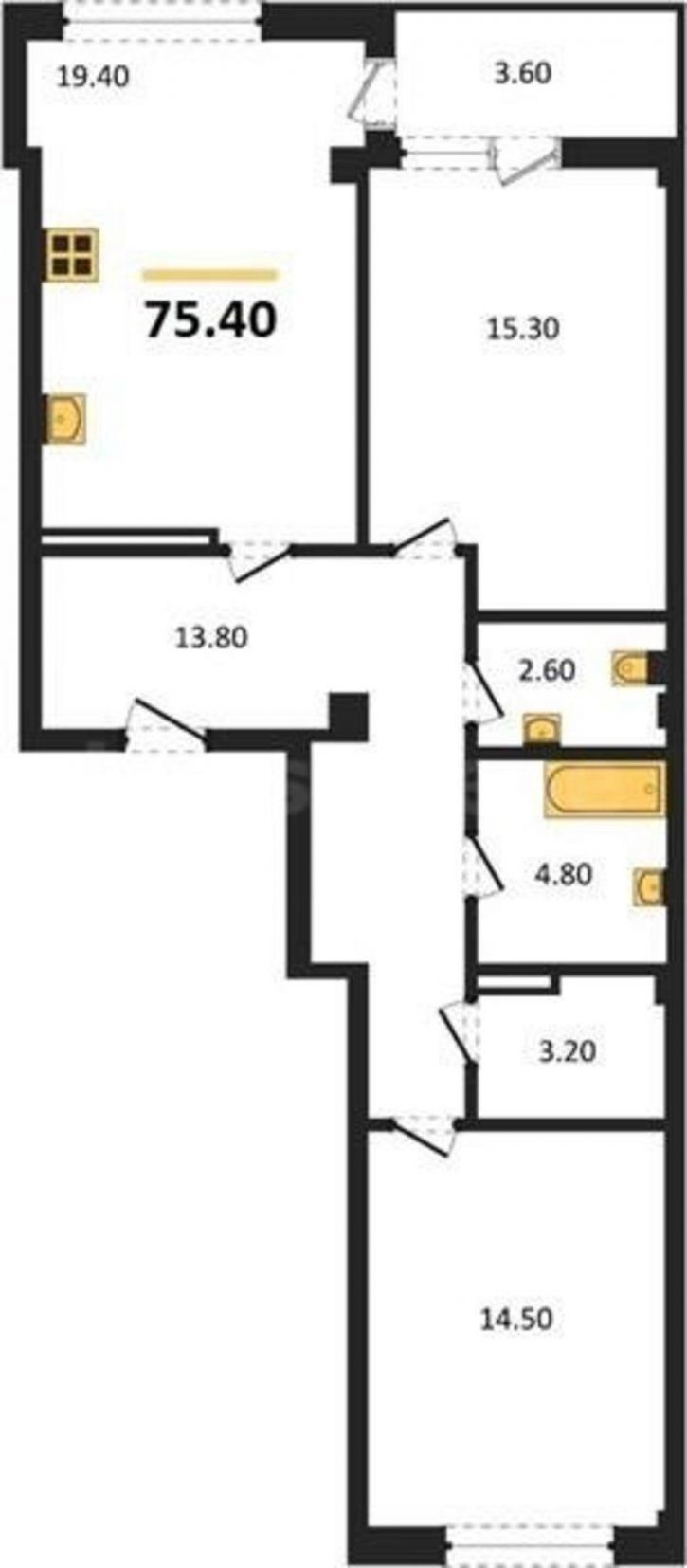 2-комн квартира в новом доме Степаняна улица, д.2