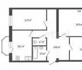 3-комн, 77кв м, этаж 1/5 улица Адмирала Фадеева, 36