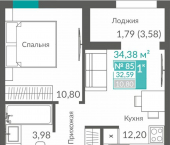 1-комн, 32 кв м, этаж 10/12 Балаклавское шоссе, 2А