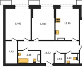3-комн, 90.51 кв м, этаж 2/9 Мате Залки улица, д.86