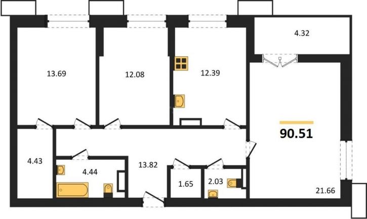 3-комн квартира в новом доме Мате Залки улица, д.86