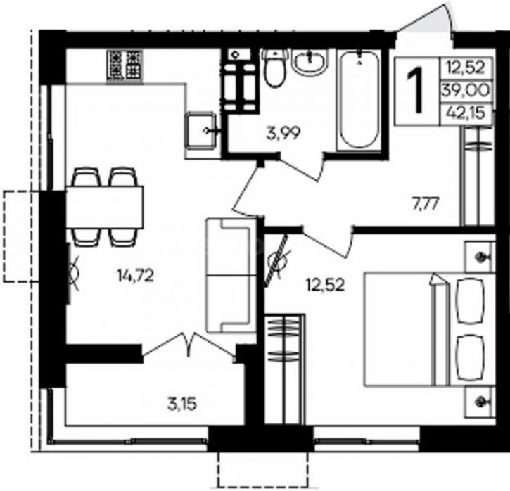 1-комн квартира в новом доме Мате Залки улица, д.86