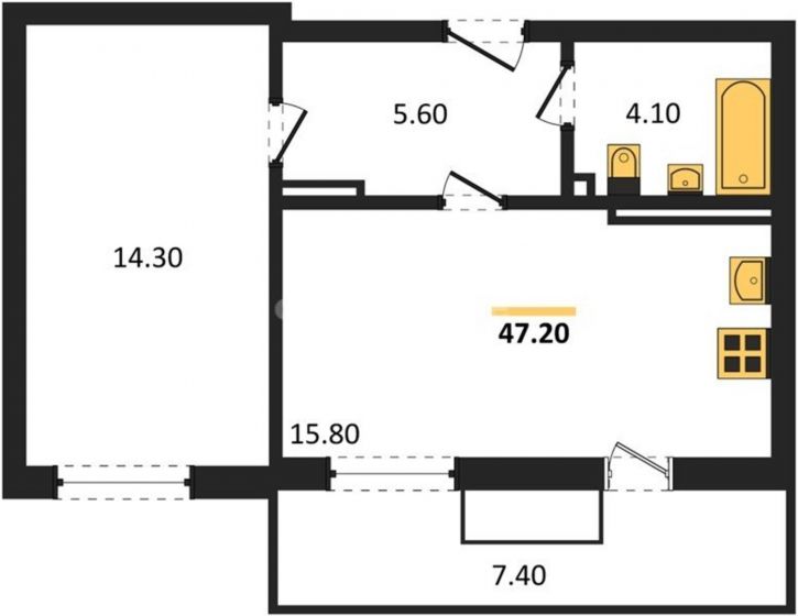 1-комн квартира в новом доме Токарева улица, д.18Д/2