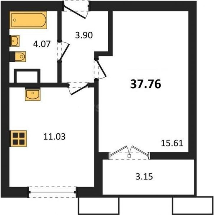 1-комн квартира в новом доме Мате Залки улица, д.86