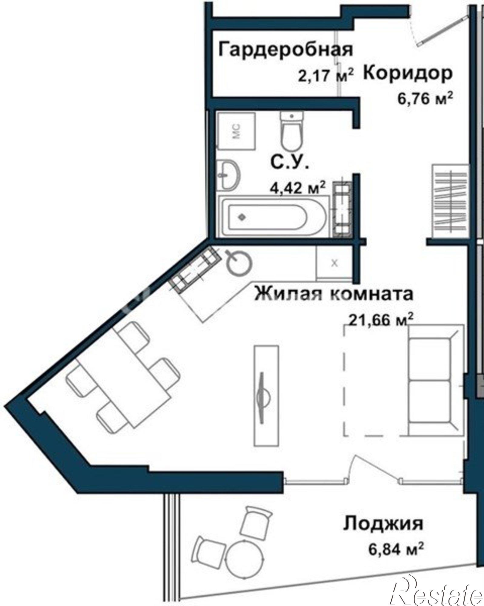 Купить студию за 15 260 000 рублей на Летчиков улица, д.10
