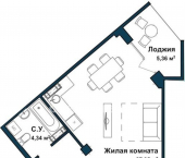 -комн, 45.4 кв м, этаж 5/5 Летчиков улица, д.10