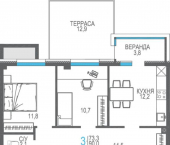 3-комн, 90 кв м, этаж 1/9 улица Токарева, 18Дк1