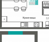 1-комн, 64 кв м, этаж 1/12 Севастополь, ЖК Видный