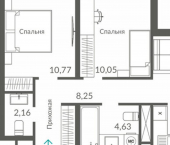 2-комн, 54 кв м, этаж 7/12 Севастополь, ЖК Видный