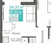 1-комн, 33 кв м, этаж 11/12 Севастополь, ЖК Видный