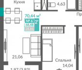 2-комн, 68 кв м, этаж 2/12 Севастополь, ЖК Видный