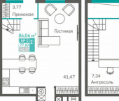 1-комн, 77 кв м, этаж 1/12 Севастополь, ЖК Видный