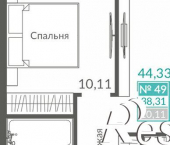 1-комн, 38 кв м, этаж 6/12 Балаклавское шоссе, 7