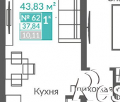 1-комн, 38 кв м, этаж 8/12 Балаклавское шоссе, 7