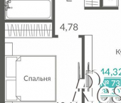 1-комн, 38 кв м, этаж 9/12 Балаклавское шоссе, 7